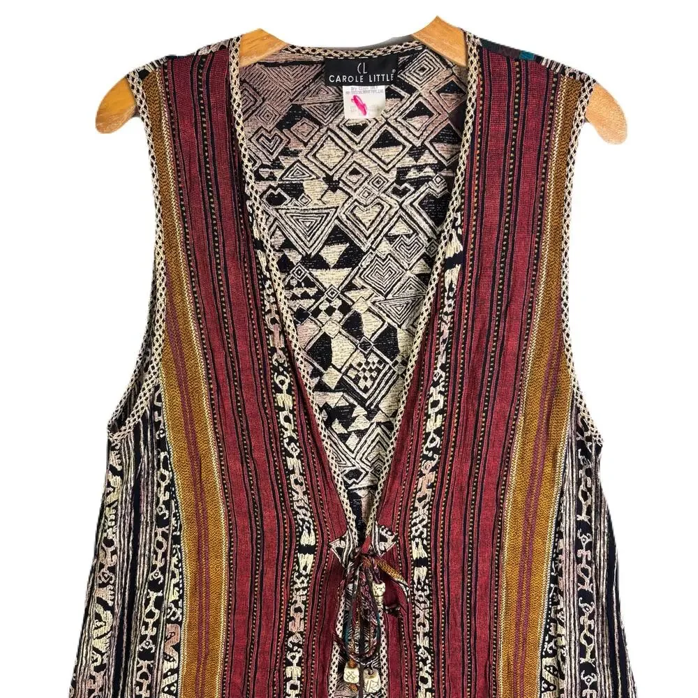 CAROLE LITTLE Vintage Sleeveless Vest w/a geometric & striped pattern Womens 8 - Picture 7 of 11